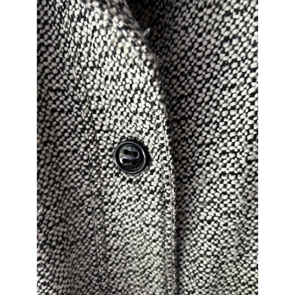Worthington Womens 1X Black White Boucle Funnel Neck Belted Trench Coat Jacket - Picture 6 of 15